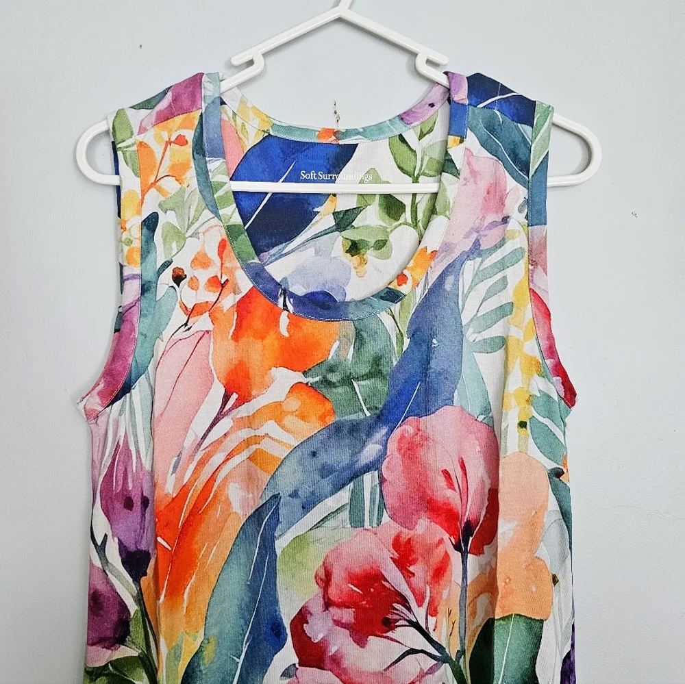 NWOT Soft Surroundings Watercolor Maxi Dress - Picture 2 of 7
